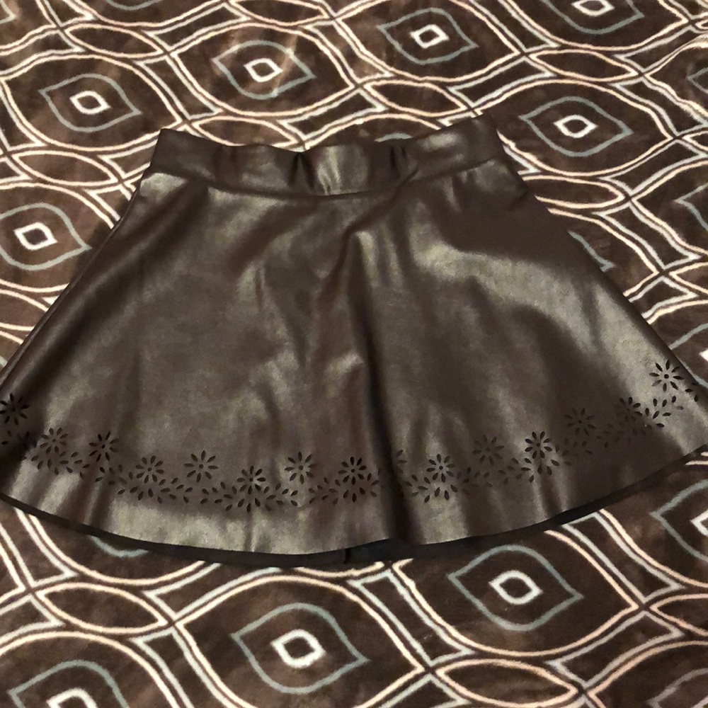 Ruby & Bloom faux leather skirt with flower cutout